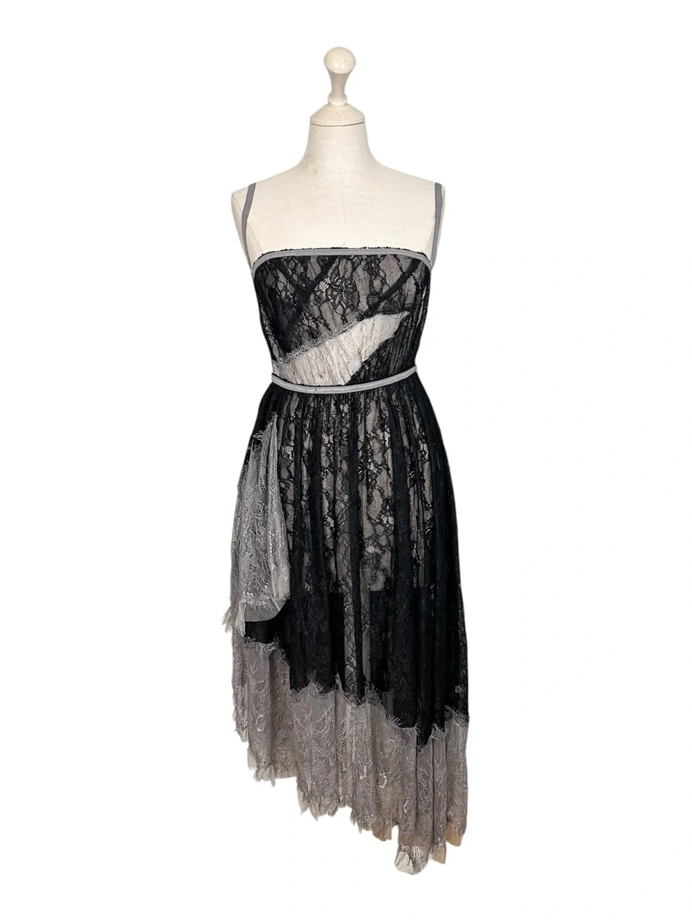 Intimately Free People Dark Fairy Lace Asymmetric Slip Dress